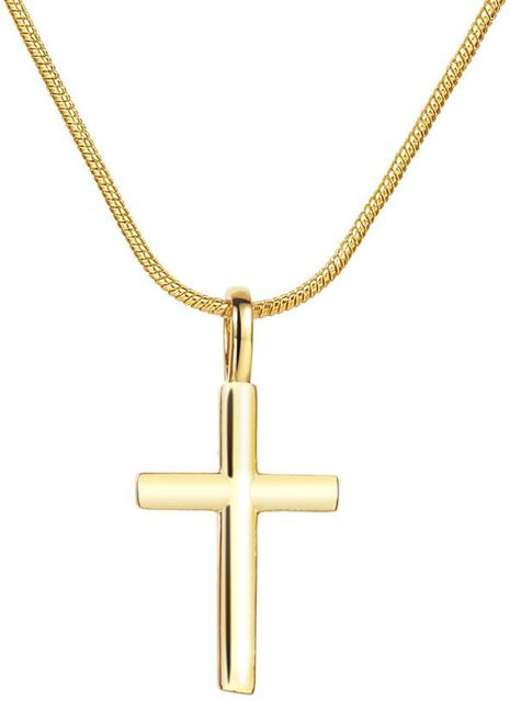 Halskette mit Kreuz Anhänger, Kupfer, Gold, Unisex - Bild 1