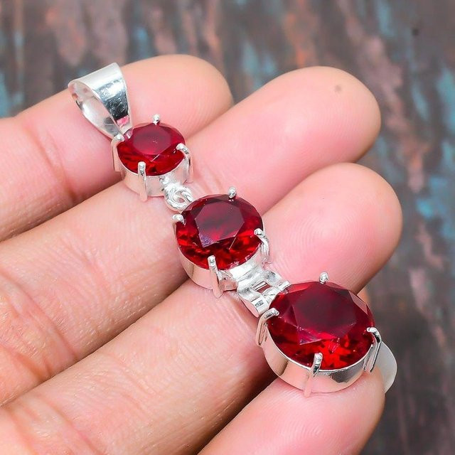 Copperie Anhänger, 925 Sterlingsilber, Rubin-Edelstein, rot, Damen - Bild 1