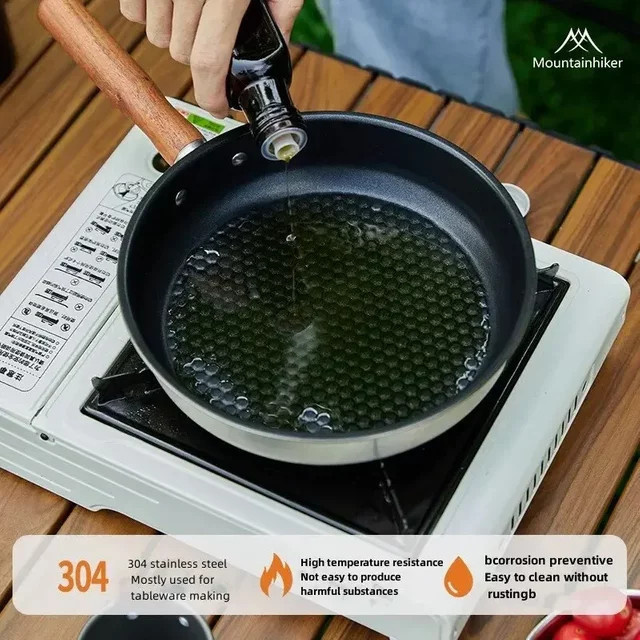 MOUNTAINHIKER Outdoor Camping Bratpfanne aus Edelstahl mit Antihaftbeschichtung in Schwarz für Induktionsherde - Bild 1