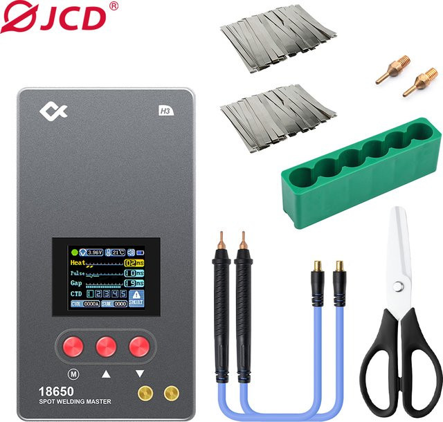 JCD Tragbares Punktschweißgerät mit Farbbildschirmanzeige für 18650 Lithium-Batterien, Schwarz, 0,1–0,25 mm - Bild 1