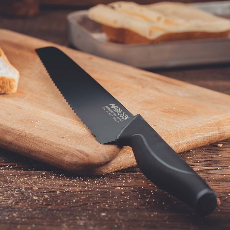 Nirosta Brotmesser Wave aus Edelstahl in Schwarz-Grau mit 20 cm Klinge - Bild 3