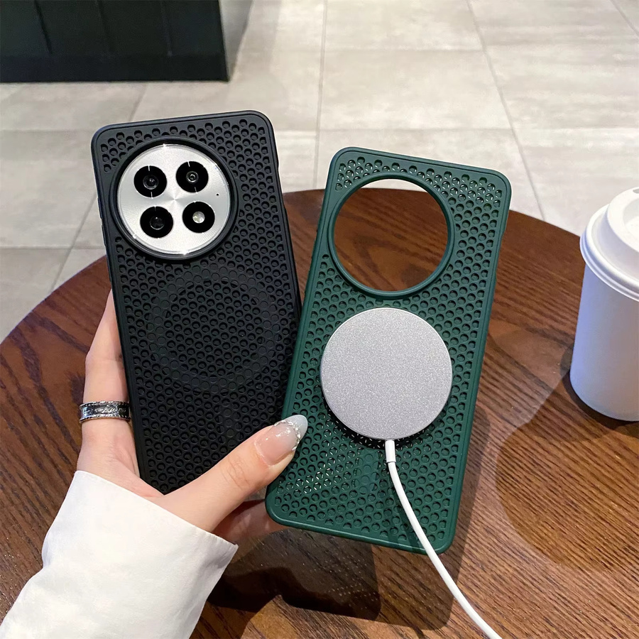 Schlanke magnetische Handyhülle mit Wabengitter-Wärmeableitung für OnePlus 13, 12 Ace, 5 Ace und 3 Pro in Braun mit Wireless Charge Unterstützung - Bild 2