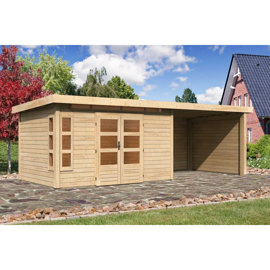 Karibu Holz-Gartenhaus Kastberg mit Flachdach in Naturbelassen/Brown, B/T: 360 x 240 cm - Bild 2
