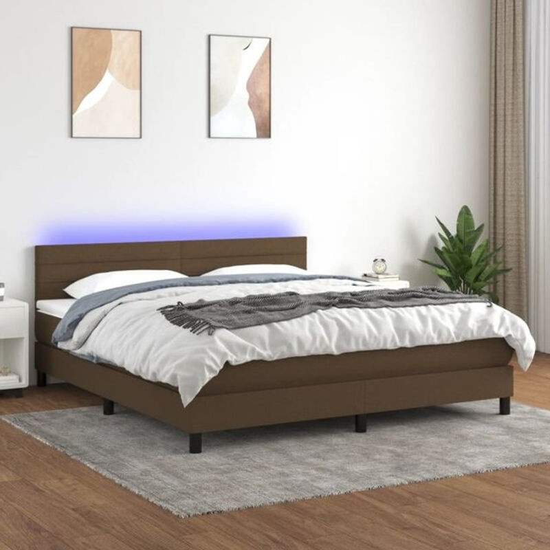 vidaxl Boxspringbett mit Matratze in Braun aus Stoff und Holzwerkstoff B/T/H: 160 x 200 x 78 cm - Bild 1