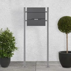 ML-Design Standbriefkasten mit Zeitungsfach aus Edelstahl in Anthrazit, H x B x T: 120 x 37 x 36,5 x 10,5 cm - Bild 1