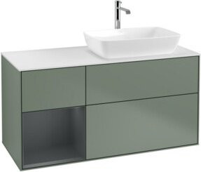 V&B Waschtischunterschrank Finion in Oliven mit Mittelregal, lackiert, Breite: 120 cm, Tiefe: 50,1 cm, Höhe: 50,1 cm - Bild 1