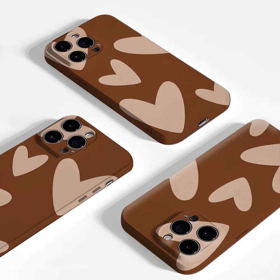 Handyhülle Light Hearts in Braun für iPhone 17 16 15 14 13 12 Pro Max Plus mit doppelschichtiger Rückseite - Bild 2