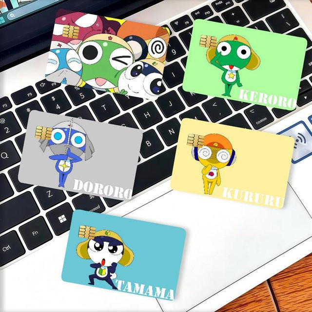 4er-Set Cartoon K-Keroro Kreditkarten-Dekorationsaufkleber in Multicolour, kratzfeste Aufkleber für Bankkarten und Metro Transit - Bild 1