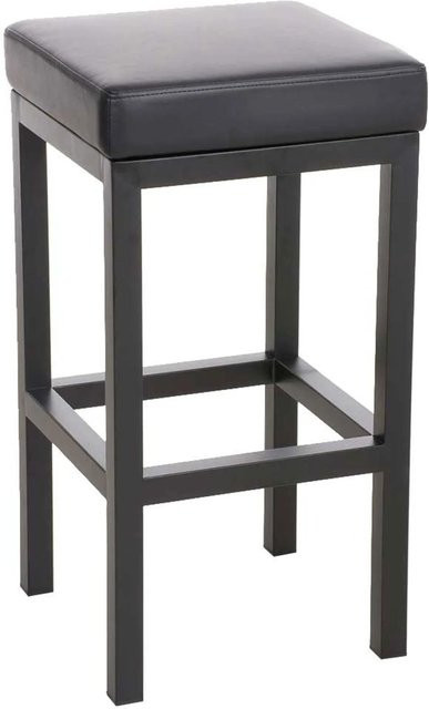 DELUKE Barhocker KIEL Barstuhl ohne Lehne aus Kunstleder und Stahl in Schwarz, Höhe: 85 cm - Bild 1