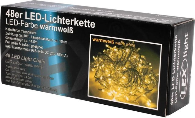 Lex LED Lichterkette mit 48 Leuchten in Warmweiß für Innen und Außen - Bild 1