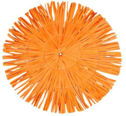 Runde Papier-Tischsets von Pavo in Orange mit Quastenrand, handgeflochten, rutschfest und hitzebeständig im Boho-Stil - Bild 1