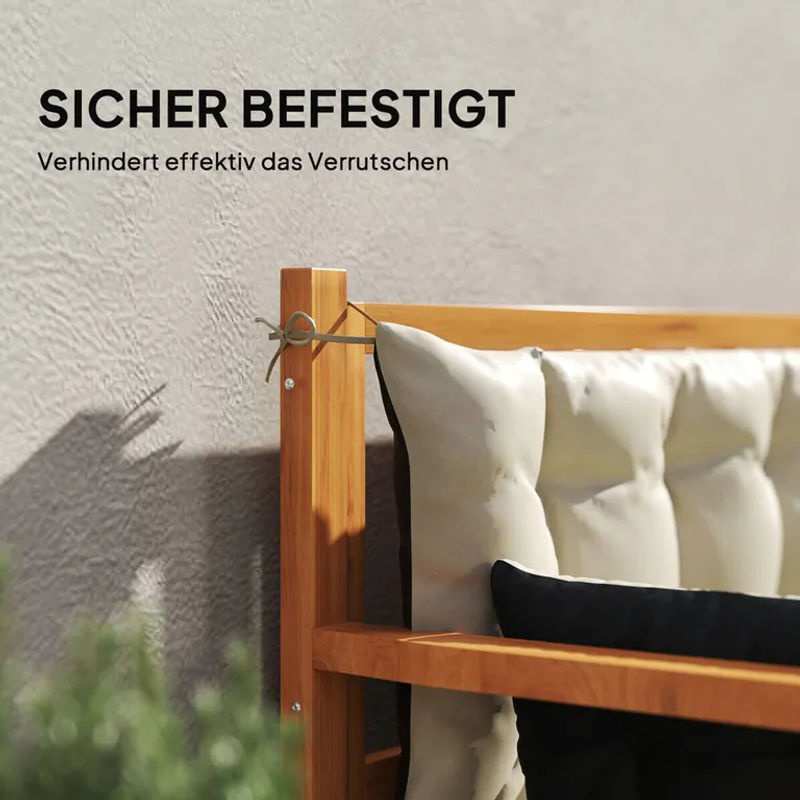 Outsunny Sitzkissen-Set beige und schwarz aus Polyester, wasserabweisend und gesteppt, B/H/L: 110 x 8 x 180 cm - Bild 4