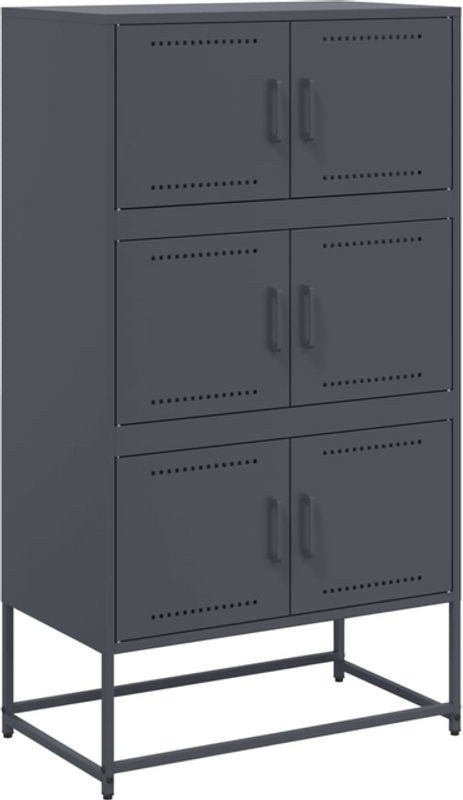 Vidaxl Sideboard Industrial aus Stahl in Anthrazit, B/T/H: 68,5 x 38,5 x 123,5 cm - Bild 1