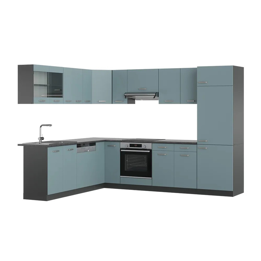 Vicco R-Line Eckküche modern in Blau-Grau und Anthrazit, B/T/H: 227 x 287 x 207 cm - Bild 2