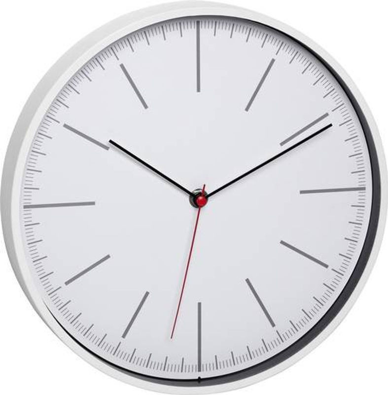 TFA Dostmann Quarz Wanduhr rund in Weiß mit Glasabdeckung, Durchmesser: 28 cm, Tiefe: 3,7 cm - Bild 1