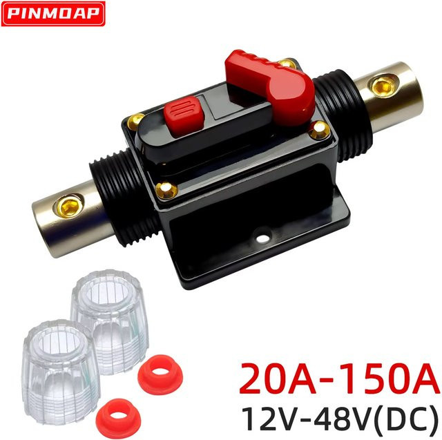 Manueller Reset Sicherungshalter Wasserdichter Leistungsschalter für 12V-48V DC Car Audio und Marine in Schwarz - Bild 1