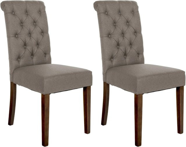 CLP 2er Set Esszimmerstühle Lisburn in Taupe/Beige aus Samtstoff mit Holzbeinen - Bild 1