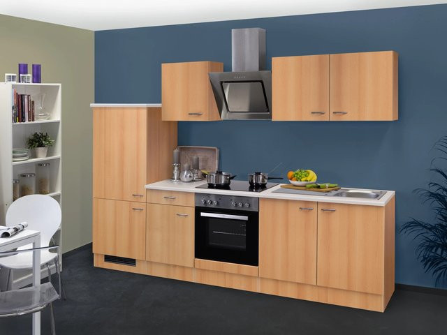 Flex-Well Classic Küchenzeile Nano in Buche Nachbildung, Farbe Braun, B: 270 cm, H: 162 cm, T: 60 cm - Bild 1