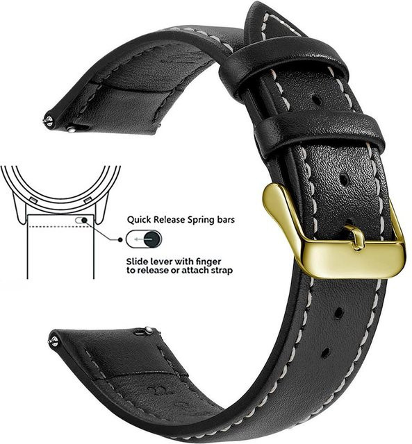 RW-Clothing Uhrenarmband Vollnarbenleder, Schwarz, Unisex, 24 mm - Bild 1