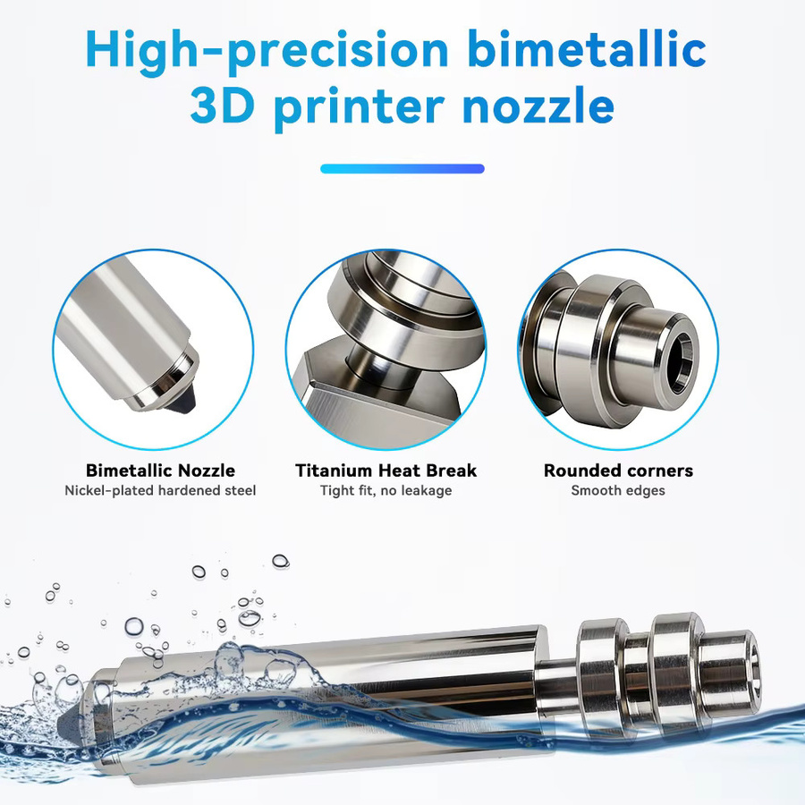 Anycubic Kobra X Bimetall-Düse 0,4mm für FDM 3D-Drucker, hochtemperaturbeständig, Silber - Bild 3