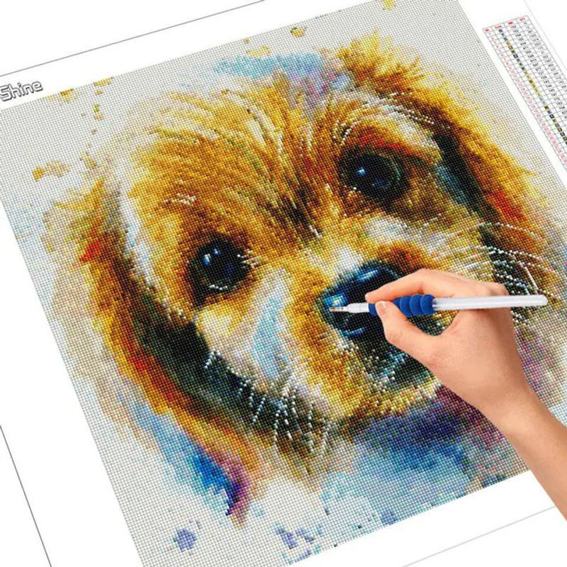 FIYO 5D DIY Diamantmalerei Hund als Motiv für die Wanddekoration, Mehrfarbig, B/H: 30 x 30 cm - Bild 1
