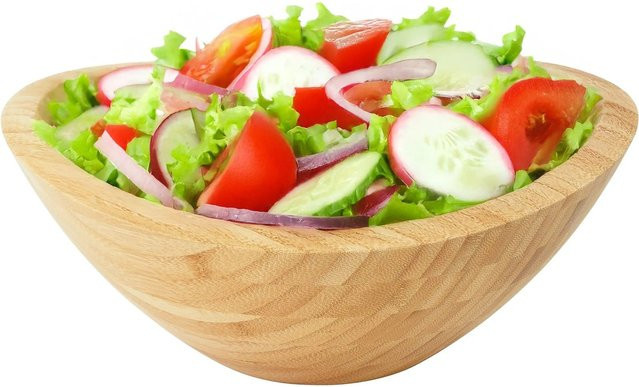 Relaxdays Salatschüssel aus Bambus in Natur/Braun, B: 29 cm, T: 27,5 cm, H: 12 cm - Bild 1