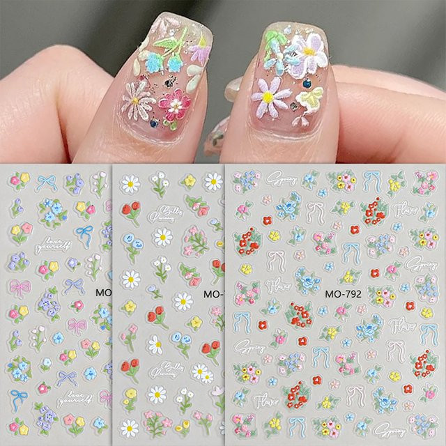 UR Sugar Nagelsticker Blumen-Schleifen, 3 Stück, Glänzend - Bild 1