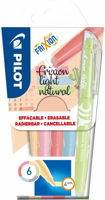 PILOT Frixion Light Natural Textmarker 6er-Set mit Chisel-Spitze in Multicolour - Bild 1