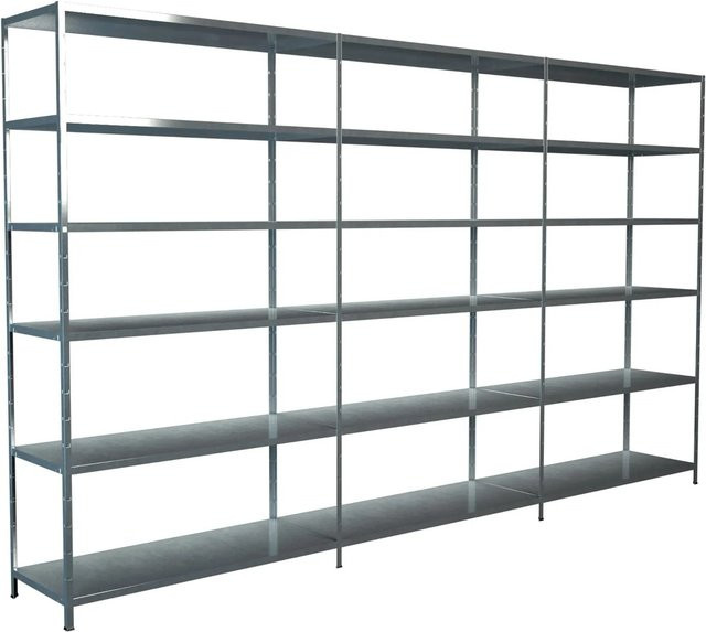 SCHULTE Regalwelt Steckregal mit Grund- und 2 Anbauregalen, verzinkt, H 230 cm x B 260 cm x T 35 cm - Bild 1