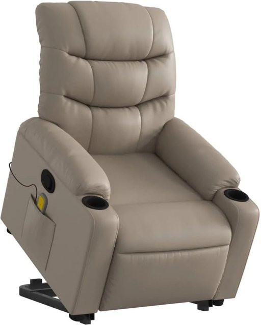 vidaXL Massagesessel mit Aufstehhilfe in Cappuccino-Braun aus Kunstleder - Bild 1