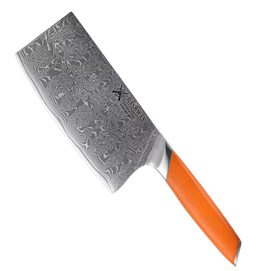 DASHWAY Hackmesser aus Damaststahl, Professionelles Kochmesser für Gemüse, Breite: 17,78 cm - Bild 6