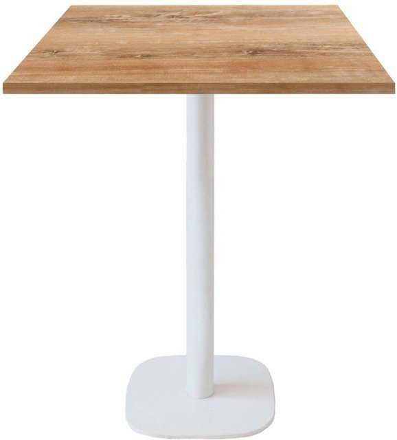 RestooTab Stehtisch Round quadratisch mit höhenverstellbarer Eiche Platte und weißem Gestell, B/T/H: 70 x 70 x 113 cm - Bild 1