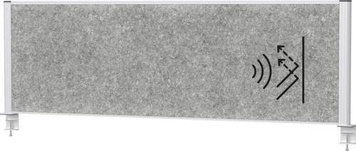 Maulconnecto Akustik-Tischtrennwand aus Akustikvlies mit Aluminiumprofil, Dunkelgrau/Silber, B: 160 cm, H: 50 cm - Bild 1