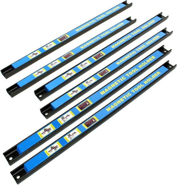 Wiltec Magnetleiste Werkzeughalter Set aus Stahl in Blau, 6er Set, Wandhalterung für die Werkstatt, Länge: 46 cm - Bild 1
