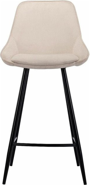 Vente-unique Barhocker Masurie in Cremefarben mit Cord-Bezug und Metallgestell, Höhe: 48 cm - Bild 1