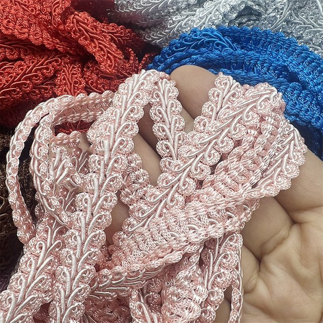 Polyester Spitze Trimmen Band Tausendfüßler Geflochtene Kurve Spitze für Nähen und DIY Handwerk in Silber und Pink, Breite: 1,2 cm - Bild 1