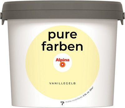 Alpina Wandfarbe Pure Farben in Vanillegelb, matt, 2,5 l - Bild 1