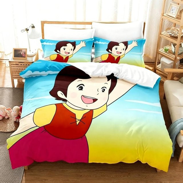 Flylo Heidi Cartoon Bettwäsche-Set aus Mikrofaser, Mehrfarbig, 3-teilig, B: 175 cm, L: 220 cm - Bild 1