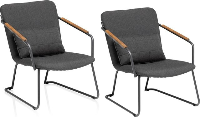 Kettler 2er Set GENTLE Lounge Sessel in Anthrazit mit Teakholz und Sunbrella-Outdoorstoff - Bild 1