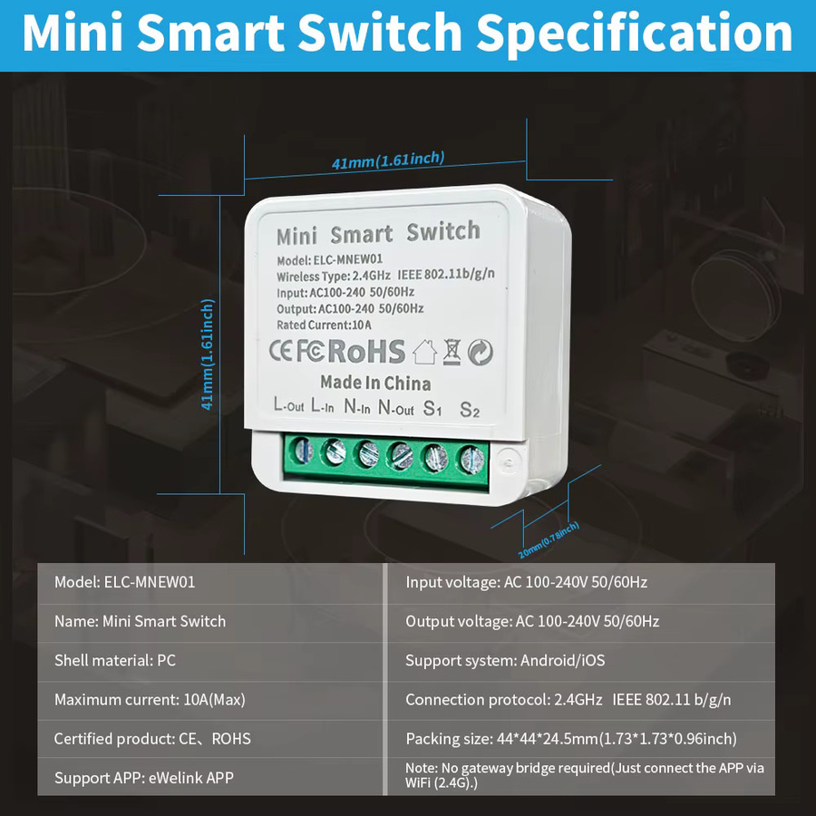eWelink Wifi Smart Switch Modul 2-Wege Mini Relais Breaker Timer in Weiß mit Alexa Google Home Assistant Unterstützung - Bild 2