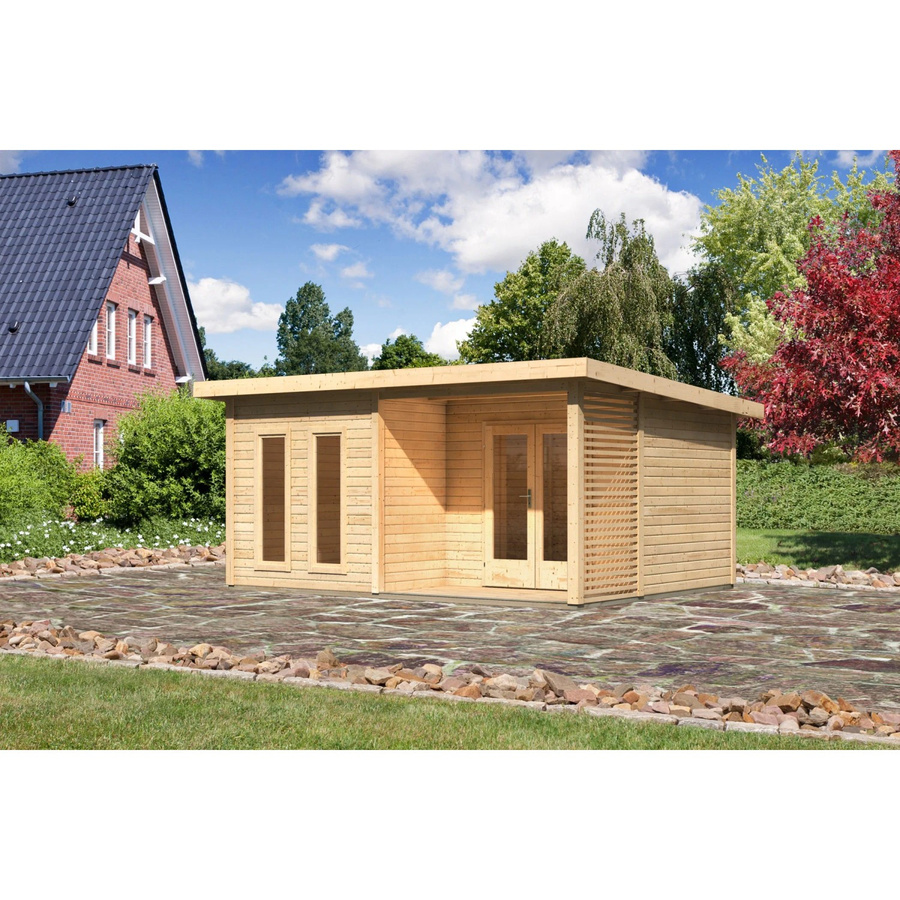 Karibu Holz-Gartenhaus Norrköping mit Flachdach in Naturbelassen, B: 506 cm, T: 366 cm - Bild 2