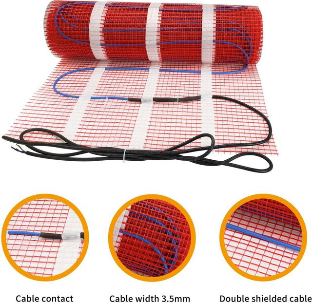 Elektrische Fußbodenheizungsmatte von Minco Electronics, selbstklebend und zuschneidbar, 200 W/m, B: 0,5 m, L: 5 m - Bild 1