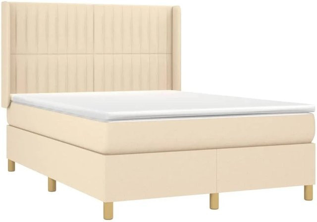 vidaXL Boxspringbett mit Matratze Hybrid-Design in Creme und Beige, B/T/H: 140 x 190 cm - Bild 1