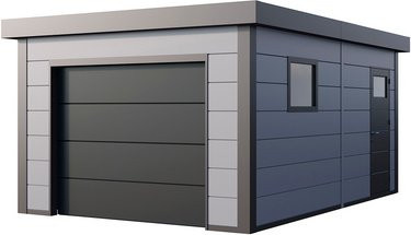 Telluria Garage Classico aus verzinktem Stahl in Hellgrau, B/T: 358 x 538 cm - Bild 1