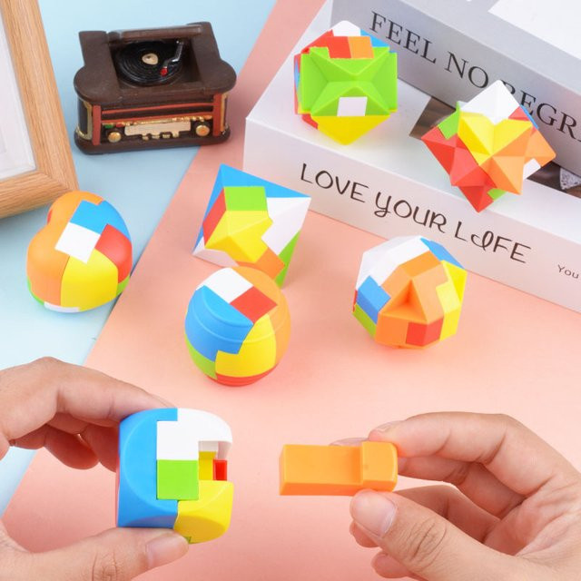Luban Lock 3D Puzzle Schlüsselbund, 12-teiliges Set, Bunt / Mehrfarbig - Bild 1