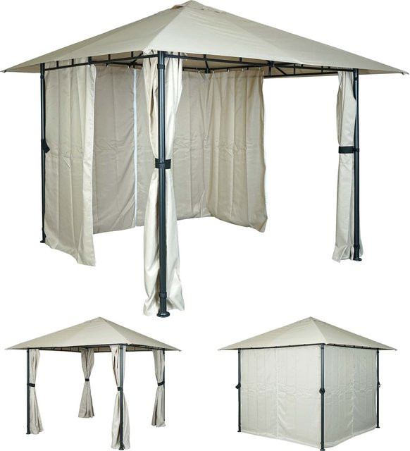 MCW Pergola J63 Garten Pavillon Terrassenüberdachung mit Seitenwand in Beige, B/T: 300 x 300 cm - Bild 1