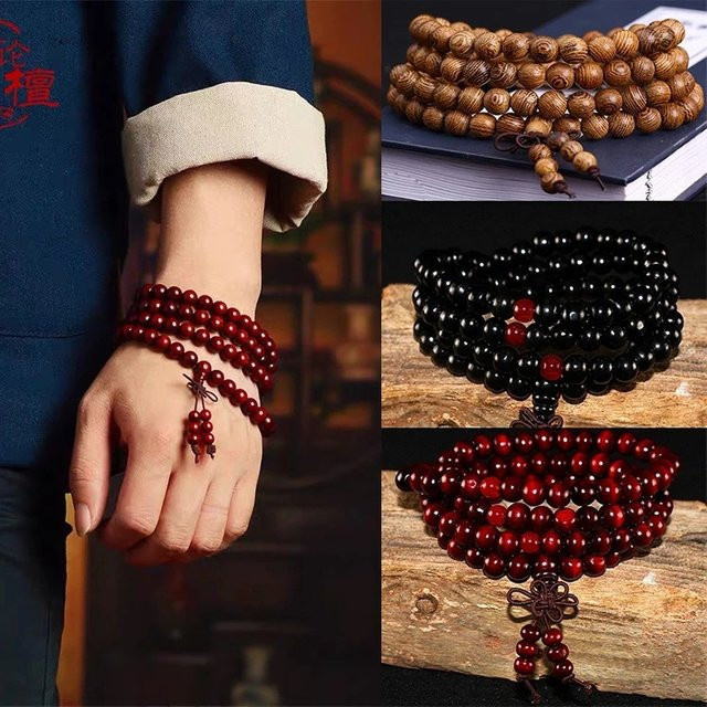 Mala-Armband und Halskette Sandelholz, 6 mm, Unisex - Bild 1