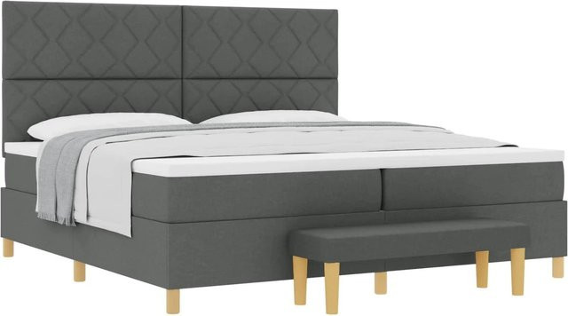 vidaXL Boxspringbett mit Matratze in Grau, B/T/H: 200 x 200 x 128 cm - Bild 1