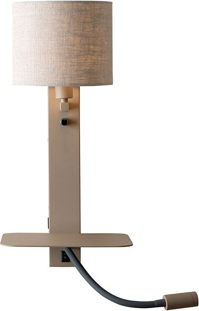 it´s about RoMi Florence Wandleuchte mit verstellbarem LED-Leselicht in Beige aus Leinen - Bild 1