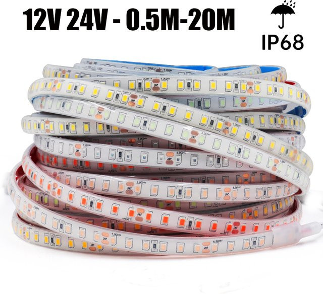 HEGEHE IP68 Wasserdichter LED-Streifen Weiß mit 120 LEDs pro Meter als flexibles Lichtband für den Außenbereich und Garten - Bild 1